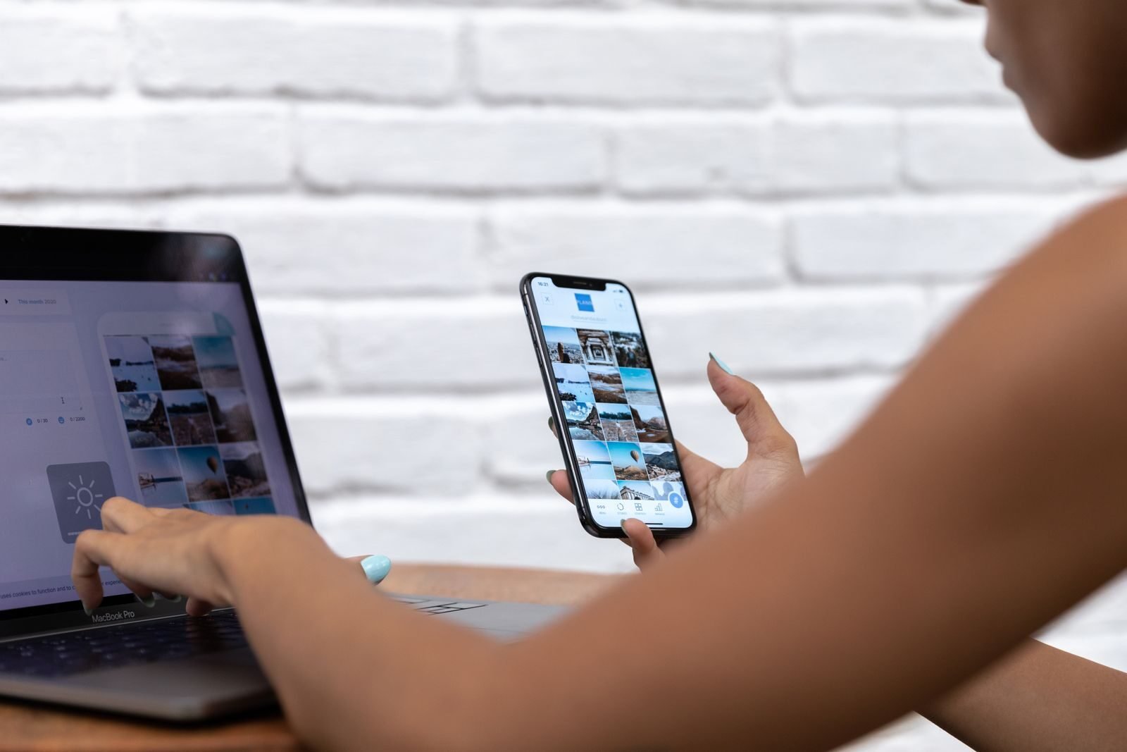 Blog article being transformed into multiple social media post ideas on a desk