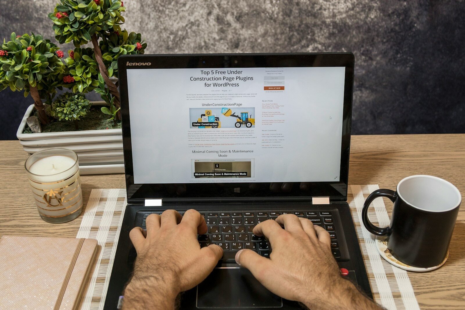 Well-structured business homepage layout displayed on a laptop screen